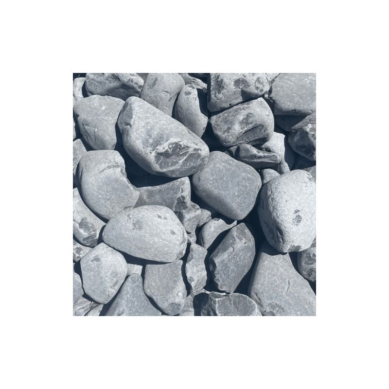 King Matériaux - Lot de 3 sacs de +/- 20 kg - Galet De Marbre Gris Anthracite 40/60