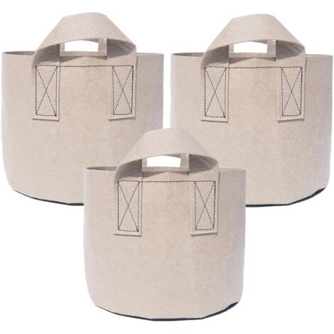 Lot de 3 sacs de culture en tissu respirant non tissé avec poignées pour pommes de terre, tomates, jardinière réutilisable