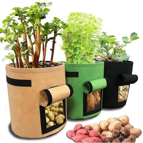 Lot de 3 sacs de culture pour pommes de terre, sacs de culture pour légumes, pots de culture pour pommes de terre, sacs de culture pour plantes de jardin