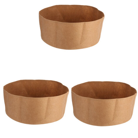Lot de 3 sacs de culture ronds épais non tissés de 10 gallons (38 litres) pour semis, couleur kaki.