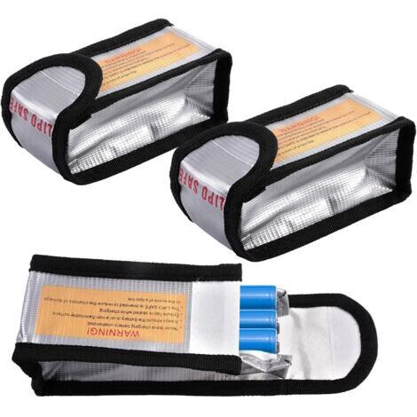 Lot de 3 Sacs de Sécurité Pour Batterie Lipo, Sac de Batterie Ignifuge, Sacs de Rangement Anti-Explosion, pour Batterie Lipo,Protection Contre Le Feu et Les Explosions,Charge et stockage(12.5x6.5x5cm)