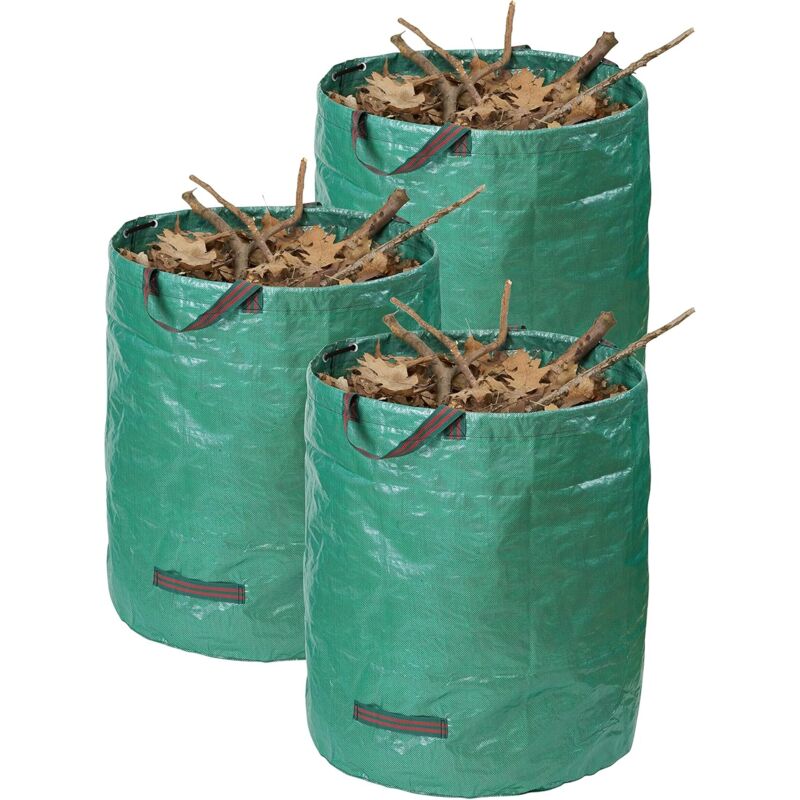 Lot de 3 sacs poubelles de jardin, sacs poubelles de jardin verts lavables