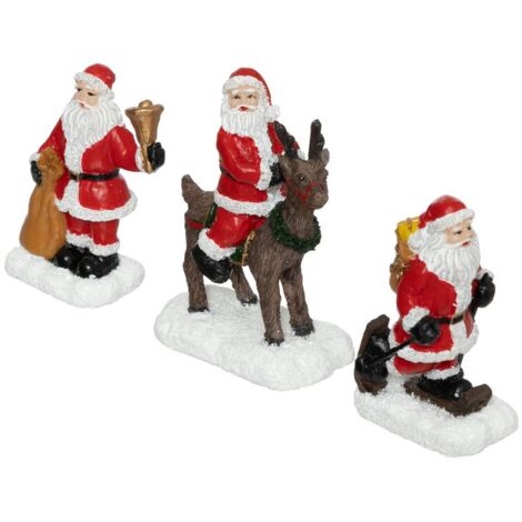lot de 3 santons pour village Père Noël H.21cm assorti - Feeric lights & christmas