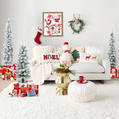 Lot de 3 Sapins Artificiels, Arbres de Noël 90/120/150 CM avec Branches Enneigées PVC et Bases Métalliques CW6777 DESIGN IN