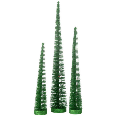 Lot de 3 Sapins de Noël Déco "Paillettes" 40cm Vert
