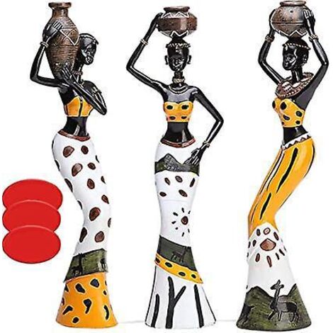 lot De 3 Sculptures Africaines Avec Ruban Adhsif, Figurine De Femme Statue Dcoration De La Maison Ornements Dcoration De La Maison Ornements Pour