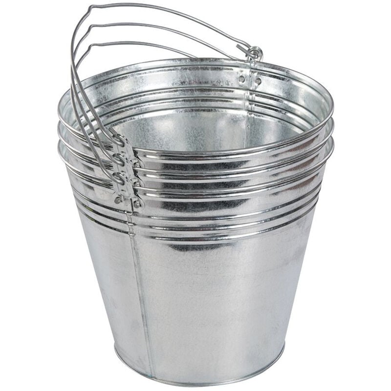 Lot de 3 seaux 12l metal galvanises pour tous usages
