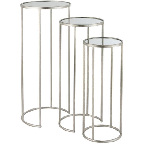 Lot de 3 sellettes 35, 30 et 25 cm en verre et fer argenté