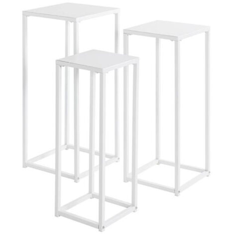 Lot de 3 Sellettes en Métal "Cromano" 71cm Blanc
