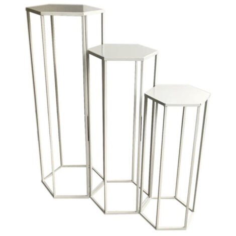 Lot de 3 Sellettes Gigognes "Métal" 90cm Blanc