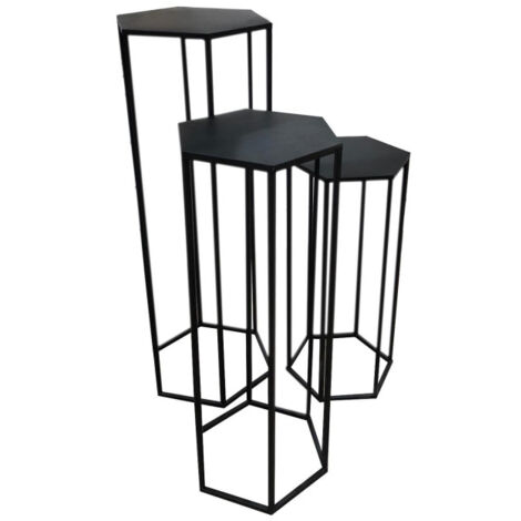 Lot de 3 Sellettes Gigognes "Métal" 90cm Noir