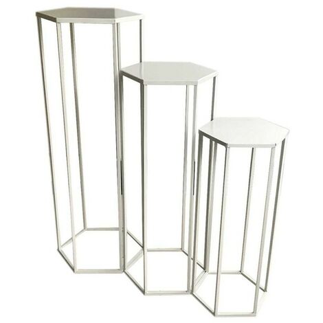 Lot de 3 sellettes gigognes métal blanc
