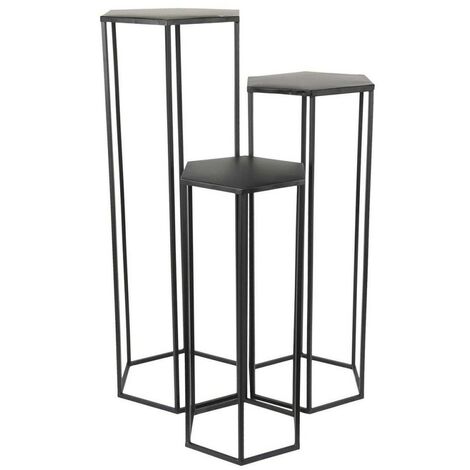 Lot de 3 sellettes gigognes métal noir
