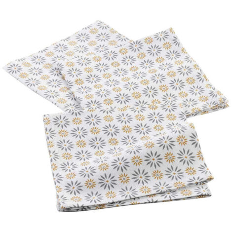 Lot de 3 Serviettes de Table "Floreor" 40x40cm Gris