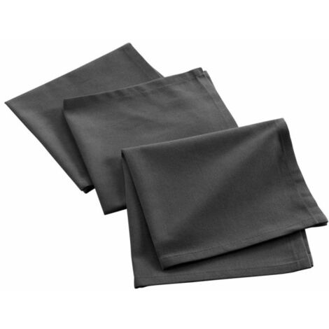 Lot de 3 Serviettes de Table "Mistral" 40x40cm Anthracite