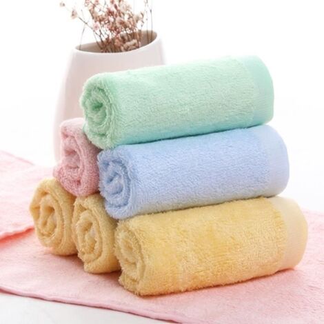 Lot de 3 Serviettes de toilette pour bébé Enfant Serviette de salive de bain Fibre de bambou 25x50cm Couleurs aléatoires STOEX®