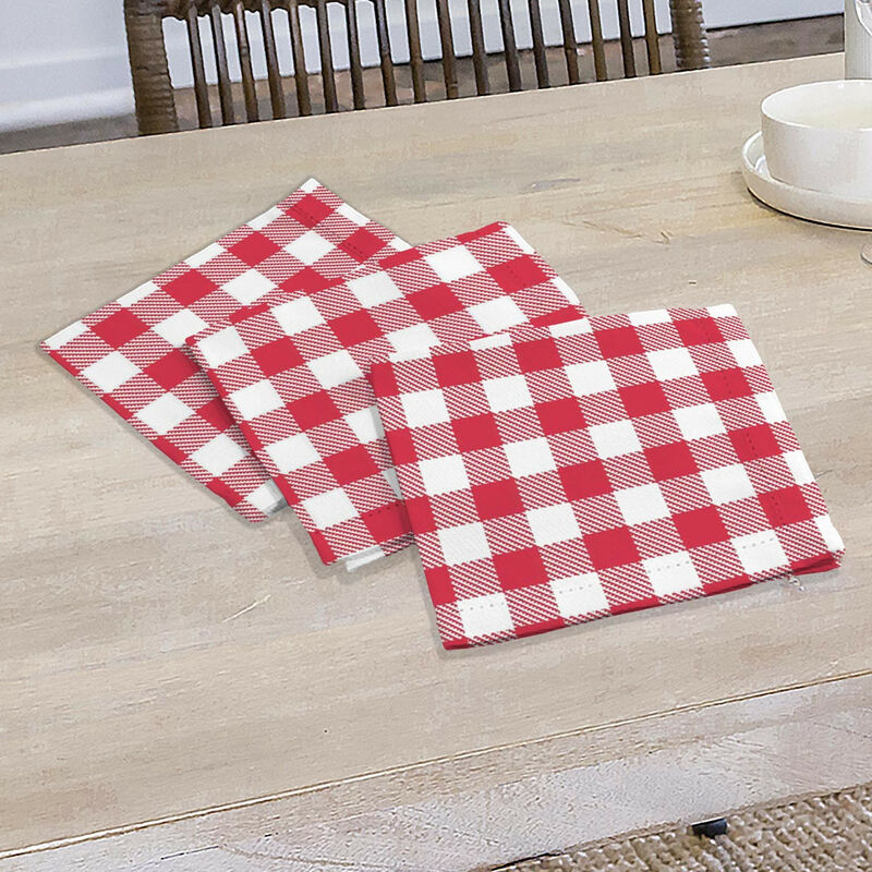 Lot de 3 serviettes en coton 45x45 cm VICHY, par Soleil d'Ocre