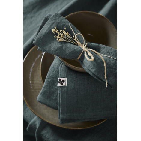 Lot de 3 serviettes lin lavé 40 x 40 cm soline ardoise Gris foncé
