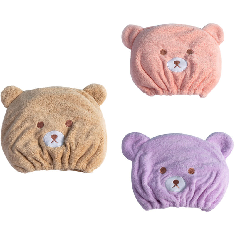 Lot de 3 serviettes sèche-cheveux pour filles, douces et absorbantes, avec bonnet et sac turban.