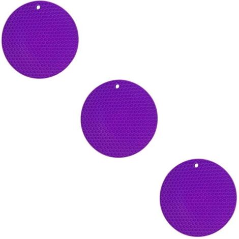 Lot de 3 sets de table antidérapants en silicone résistant à la chaleur et isolants Violet