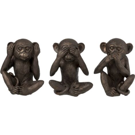 Lot de 3 singes Bryant en Résine - Bronze