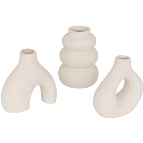 Lot de 3 Soliflores en Céramique "Lora" 9cm Blanc