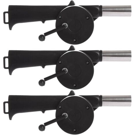 Lot de 3 Souffleurs Manuels Portatifs à Manivelle pour Barbecue Ventilateur