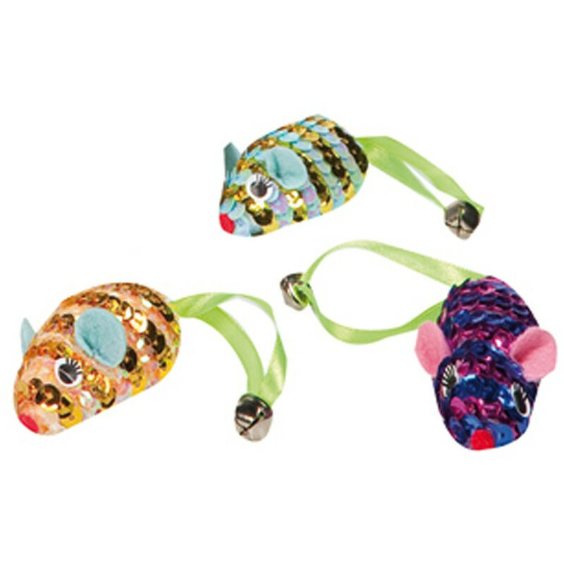 lot de 3 Souris mousse spiral avec grelot 6.5 cm jouet pour chat