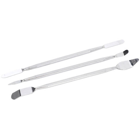 Lot de 3 spatules métalliques en acier inoxydable, petites barres de levier avec poignée antidérapante pour la réparation d'appareils électroniques