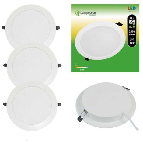 Lot de 3 Spot Encastrable LED Downlight Panel Extra-Plat 12W Blanc Neutre 4200-4500K