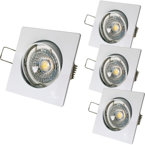 Lot de 3 Spot led carré blanc 230v 38° blanc chaud