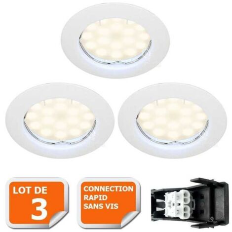 Lot de 3 Spot led complete ronde fixe eq. 50w blanc chaud