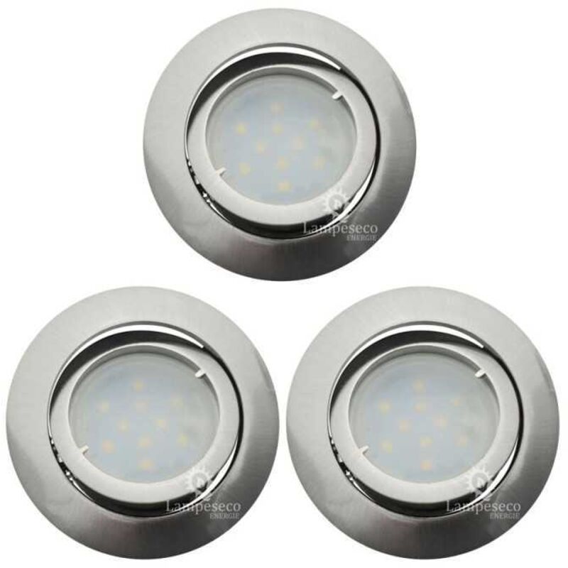 Lot de 3 Spot Led Encastrable Complete Satin Orientable lumière Blanc Chaud eq. 50W ref.209