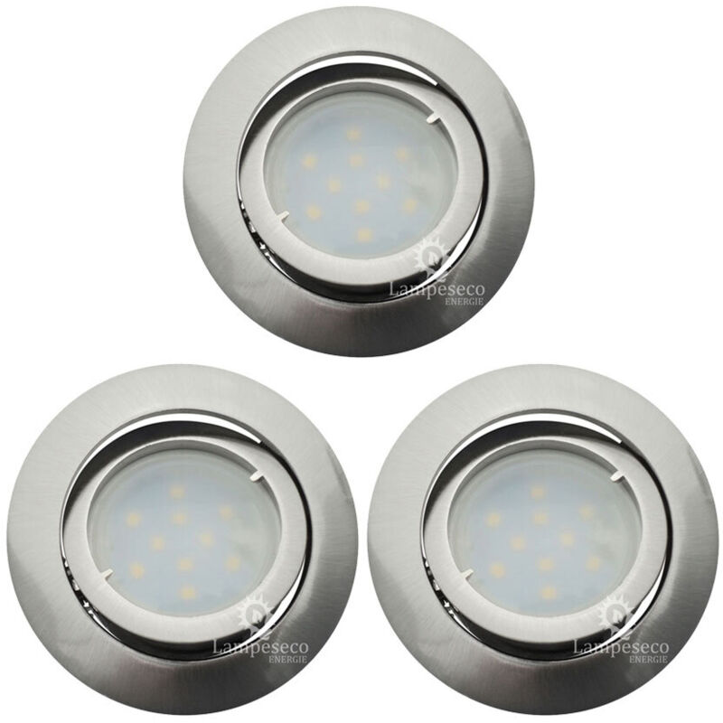 Lot de 3 Spot Led Encastrable Complete Satin Orientable lumière Blanc Neutre eq. 50W ref.895