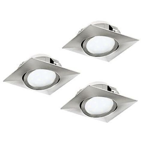 Lot de 3 spots encastrable carrés Pineda 8,4 cm - Gris