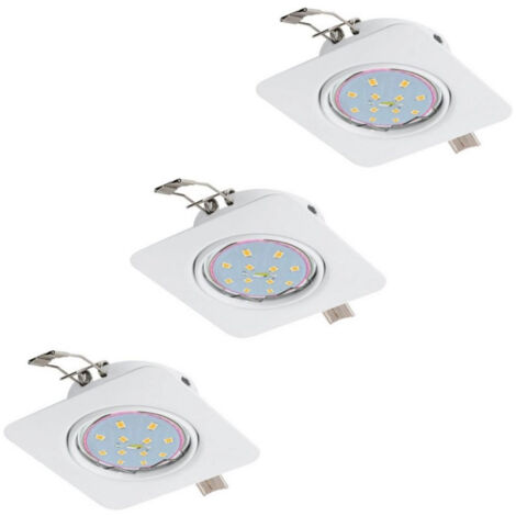 Lot de 3 spots encastrables LED plafonnier spot encastrable spot orientable, métal blanc, 5W 400lm 3000K blanc chaud, L 8,5 cm