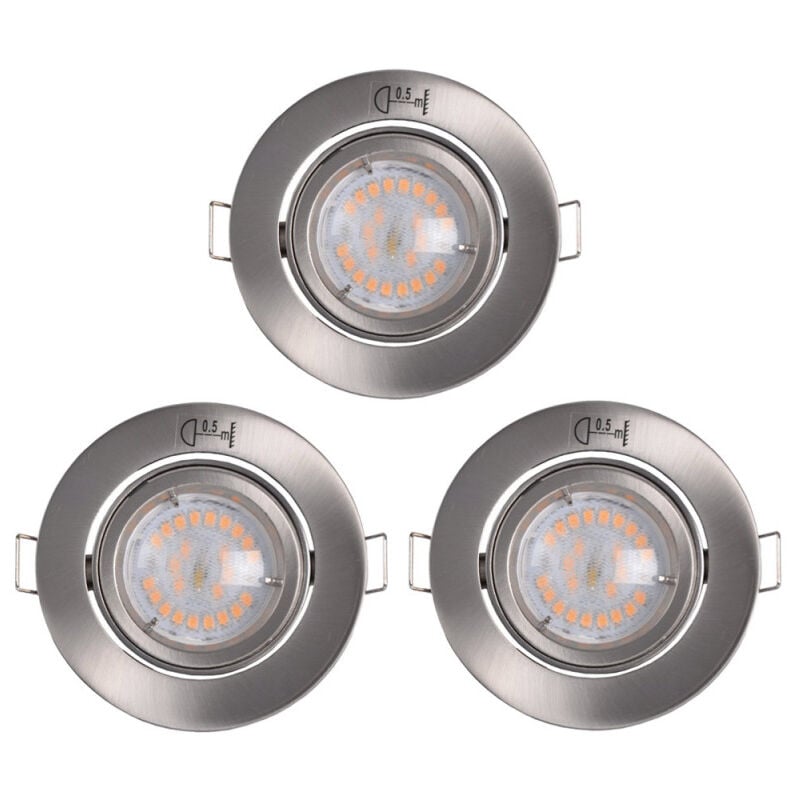 Lot de 3 spots Encastrables Orientables led 35W Rond Alu Brossé Woltz