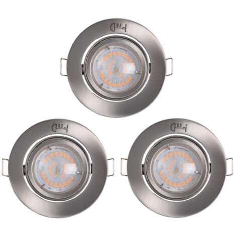 Lot de 3 spots Encastrables Orientables LED 35W Rond Alu Brossé WOLTZ