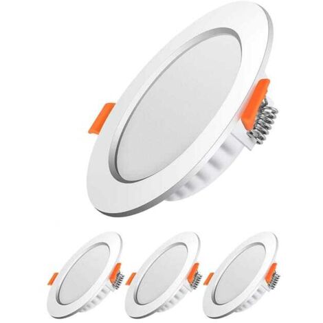 Lot de 3 spots LED encastrés 6W 220V, lumière neutre 4000K, panneau rond intérieur