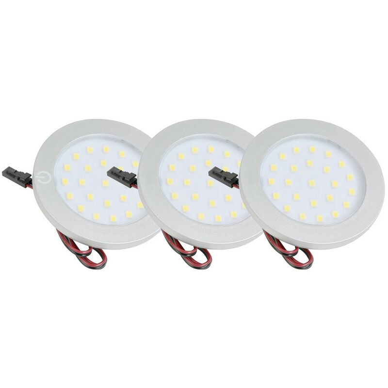 Lot de 3 spots leds aluminium avec interrupteur