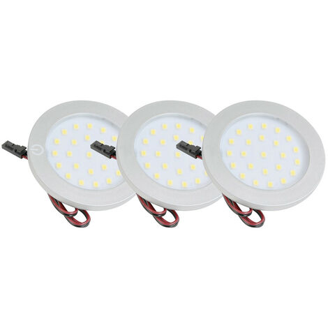 Lot de 3 spots encastrables LED 2W – Blanc 4000K – Interrupteur sensitif – Protection IP20 – Angle 120° – Dimensions Ø68mm – Gefom
