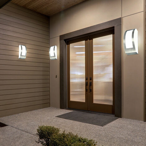 Lot de 3 spots muraux de façade extérieure éclairages de cour de jardin lampes en acier inoxydable E27