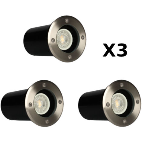 Lot de 3 spots ronds enterrés TULIP V2 - 5W - 380lm - 3000K