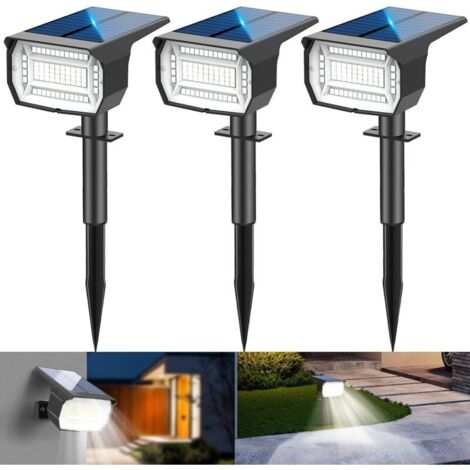 Lot de 3 spots solaires d'extérieur pour jardin, 59 LED, 3 modes, IP67, étanches, projecteurs de paysage solaires, marche/arr