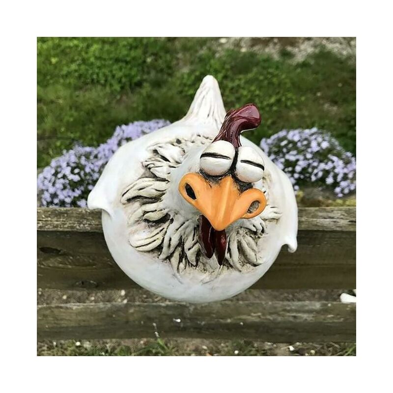 Serbia - Lot de 3 statues de décoration de clôture de poulet amusantes pour escaliers de jardin, ferme, terrasse, arrière-cour, artisanat en résine,