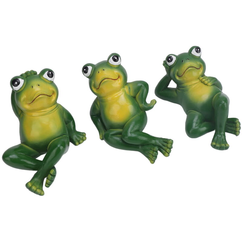 Lot de 3 statues de grenouilles de jardin innovantes pour décoration de jardin, de maison, de patio et de pelouse
