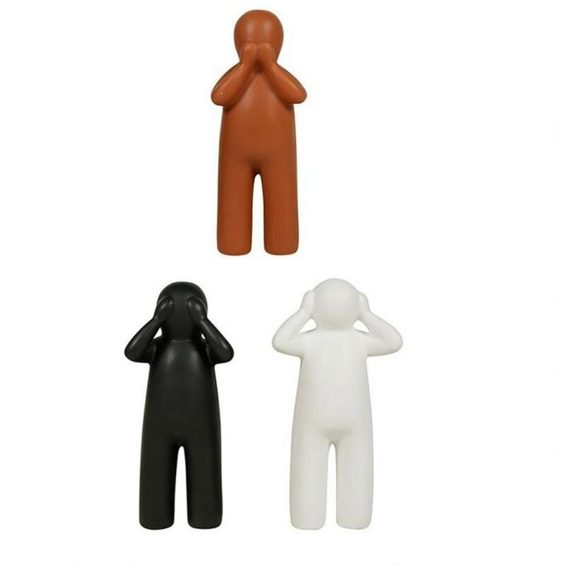 Ostaria - Lot de 3 statuettes céramique bonhommes 16 cm