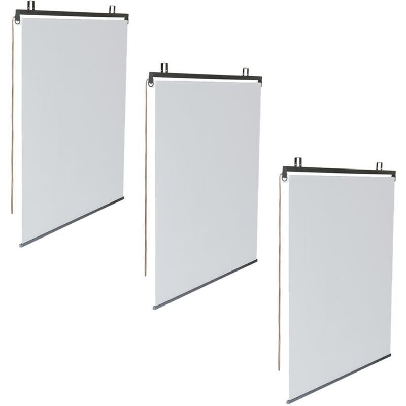 Idmarket - Lot de 3 stores enrouleurs L.124 x h. 225 cm pour pergola blanc