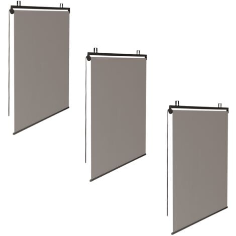 Lot de 3 stores enrouleurs L.124 x H. 225 CM pour pergola taupe