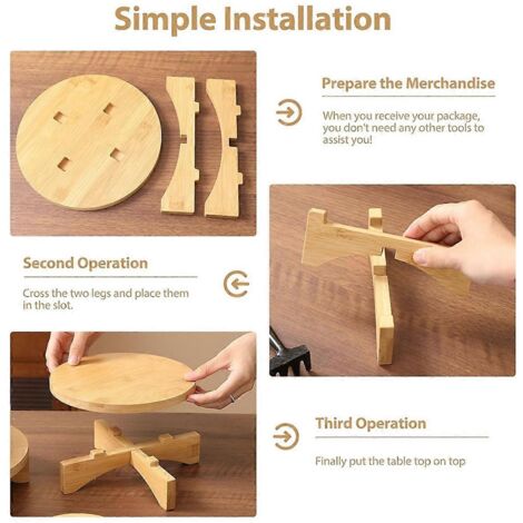 Lot de 3 supports à plantes en bois pour intérieur et extérieur, rehausseurs ronds en bois pour la décoration